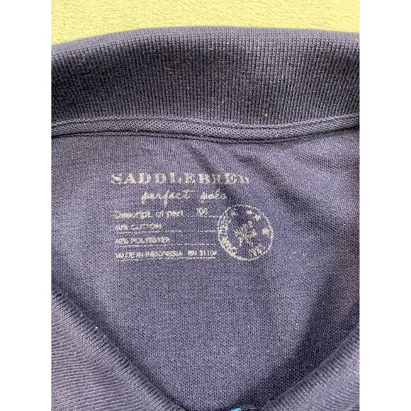 Saddlebred Mens XL Navy Polo Shirt With Blue Anchor Design - Picture 3 of 7